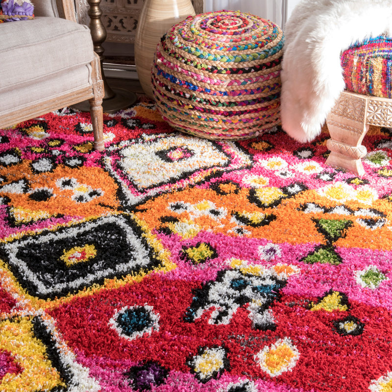 Bloomsbury Market Venlo Moroccan Shag Performance Red/Pink/Orange Rug